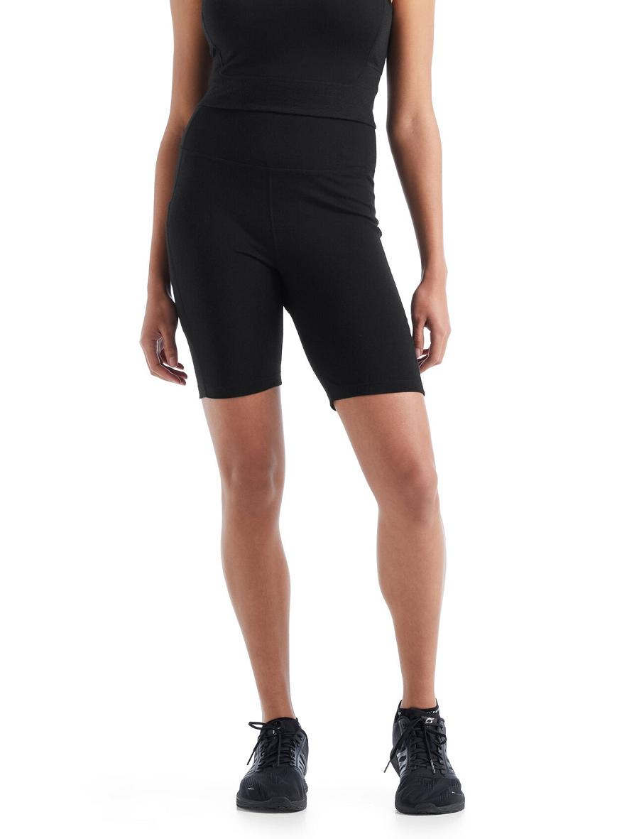 Black Icebreaker Merino Fastray High Rise Women\'s Shorts | AU 1507JPQJ